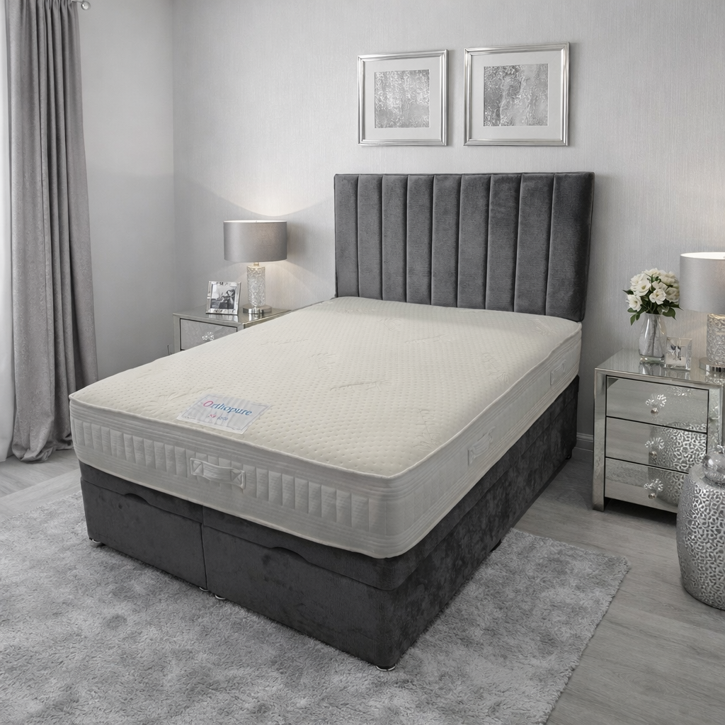 Naturally Evolved mattress with reinforced edges on endlift ottoman