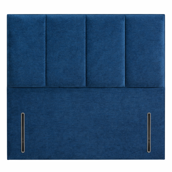 vertical panelled upholstered headboard in blue corrace