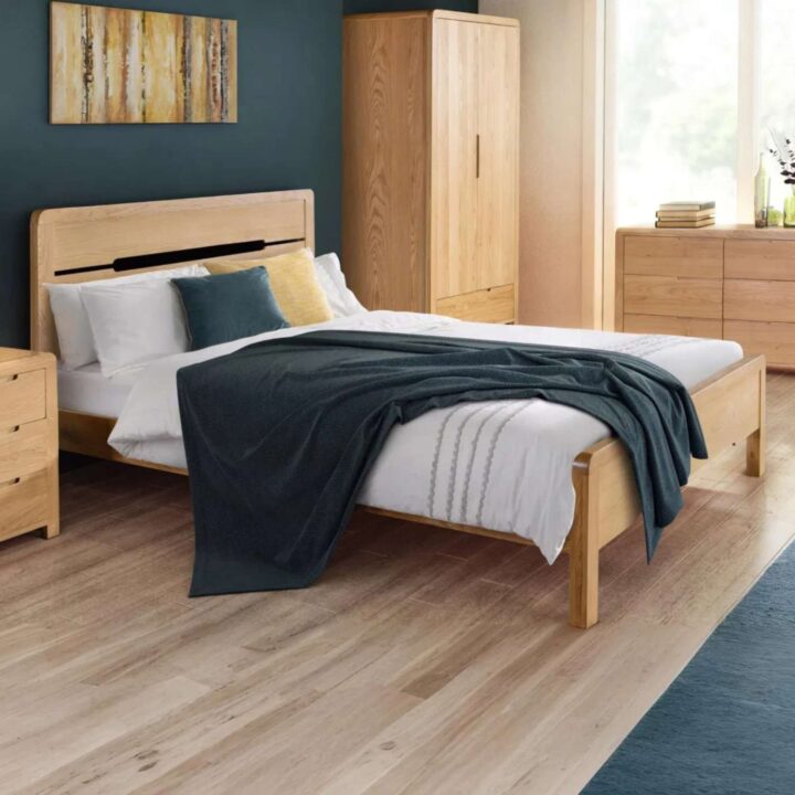 Curve oak bedframe roomset