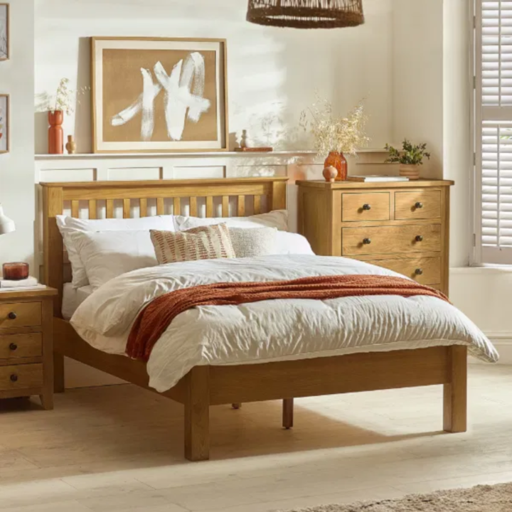 ~Amsterdam oak bedframe with slatted headboard