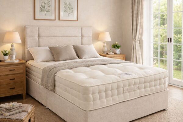 NC-2000 Aston Stone Quartz Cream divan bed in cosy country bedroom
