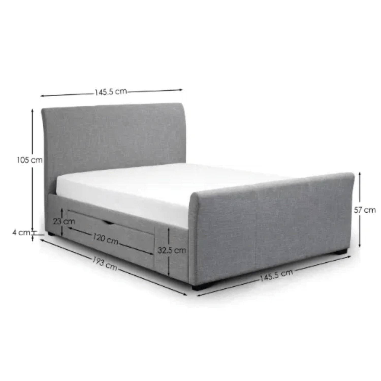 Capri Grey Bed dimensions Capri bed dimensions