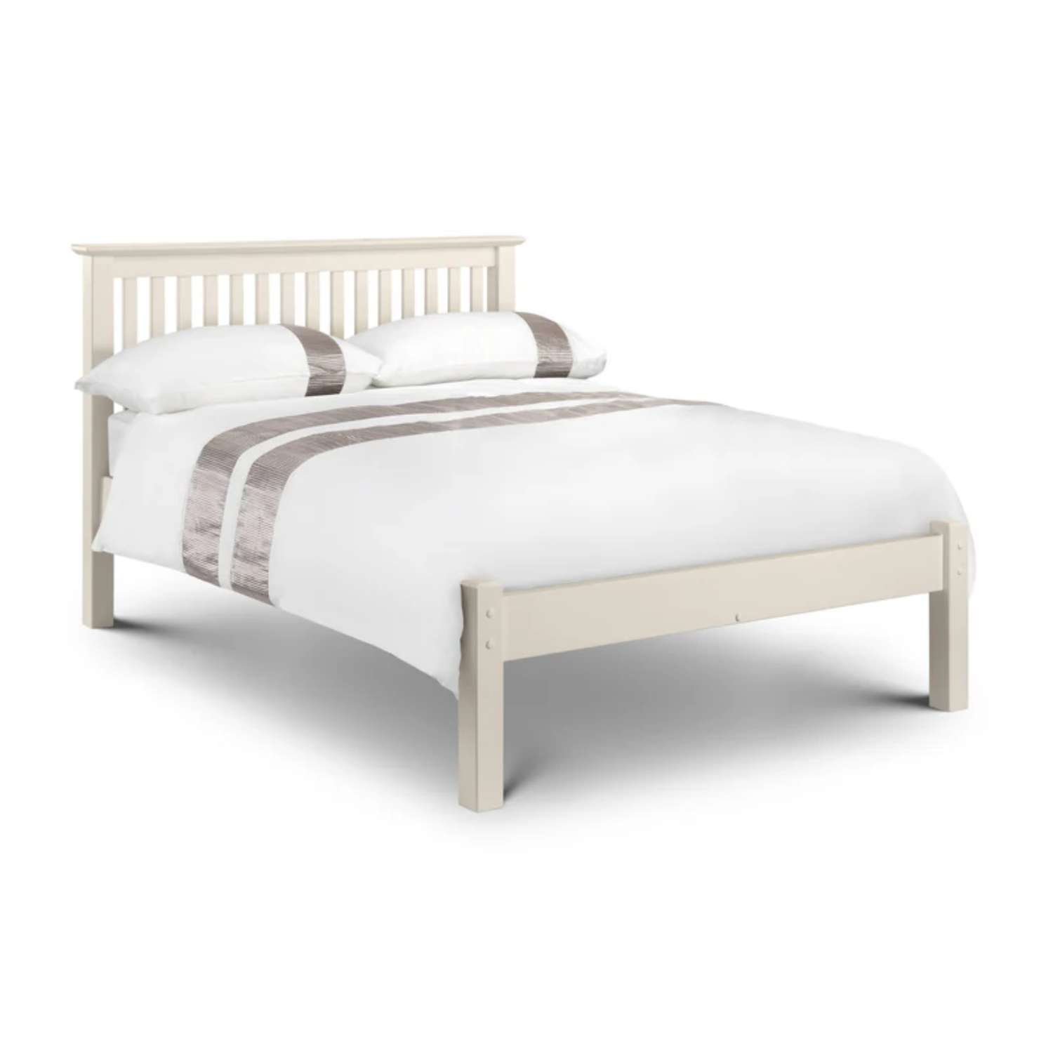 Barcelona low footend bed white background (1) Ivory bedstead