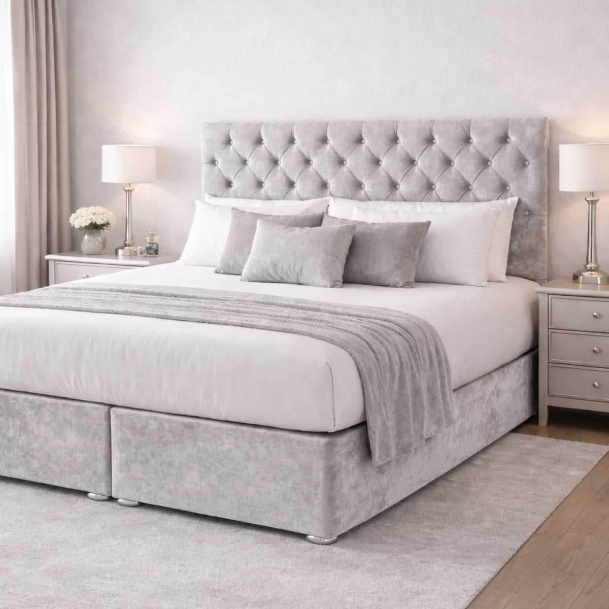 classic chesterfield buttoned headboard room setting