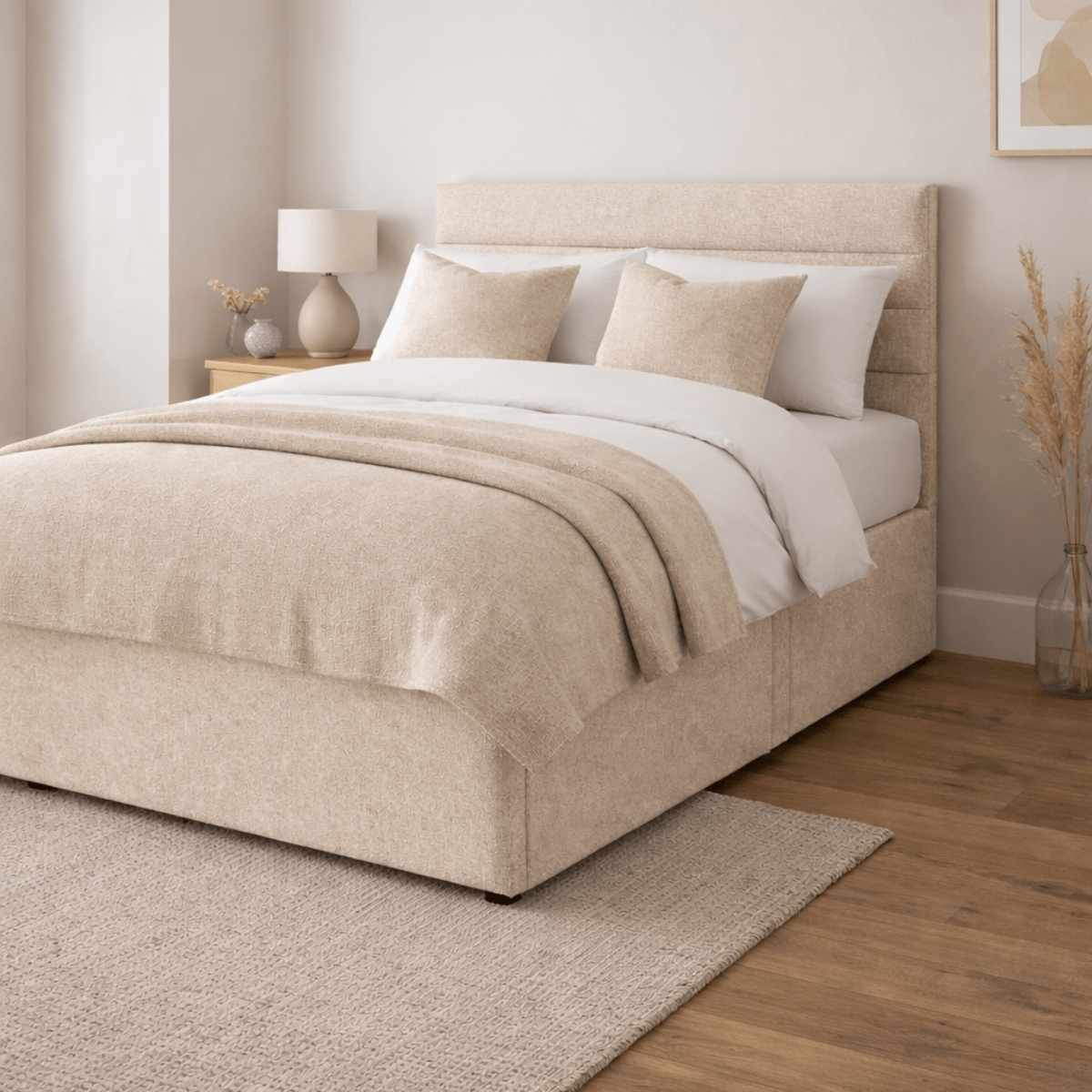 Peridot design headboard in york wheat with divan base