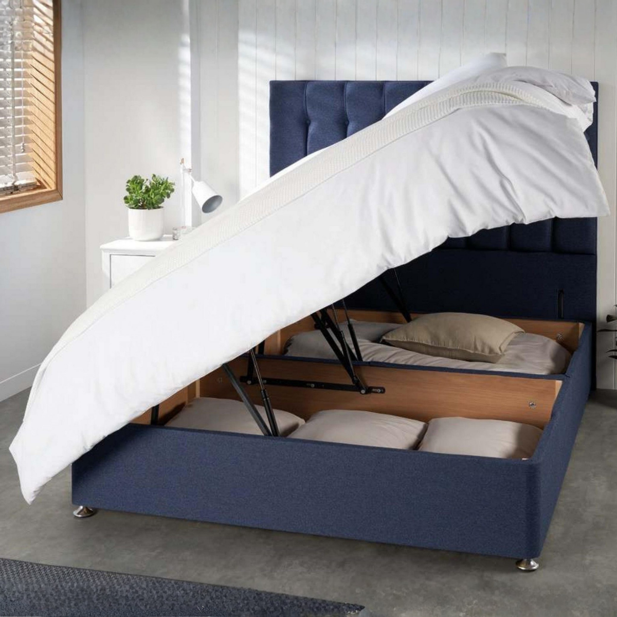 Blue ottoman bed