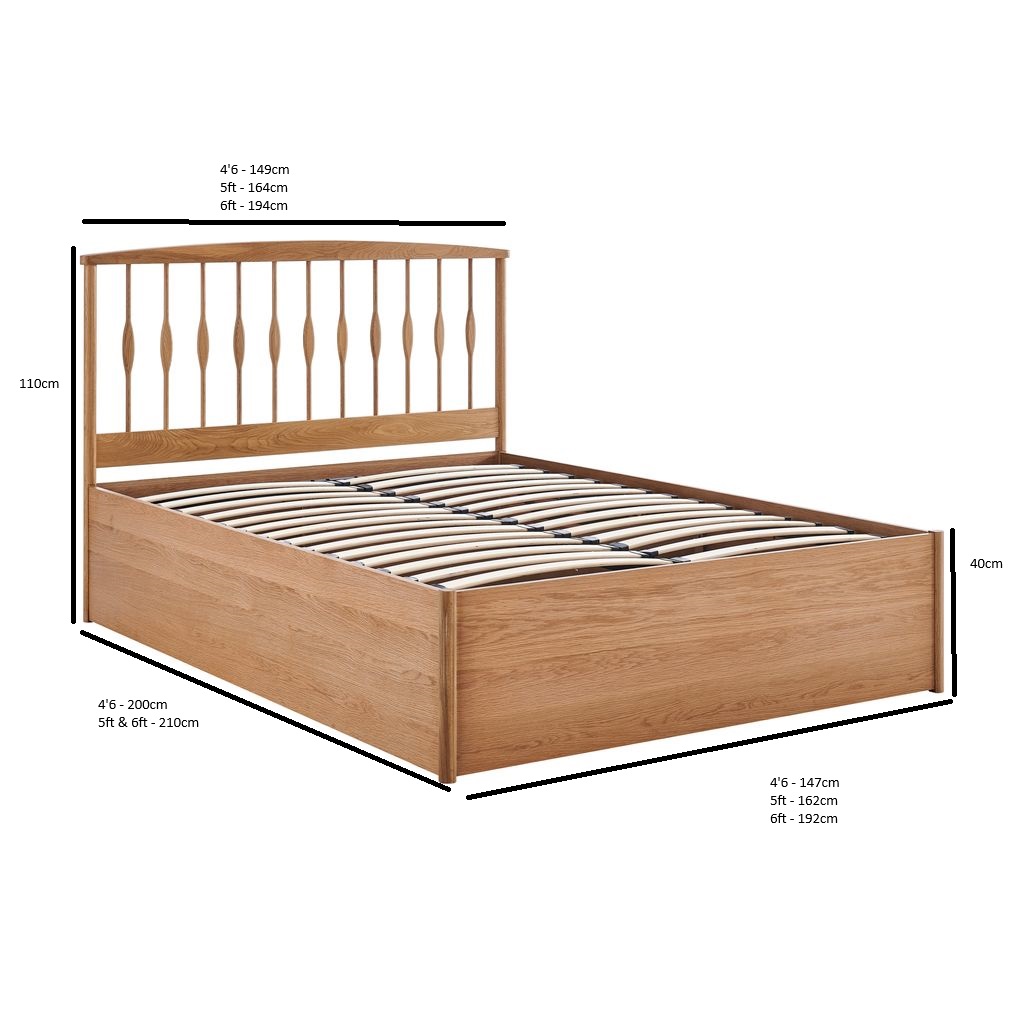 Juno endlift ottoman bed dimensions