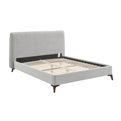 Dawn grey quilted bed with solid wooden slats