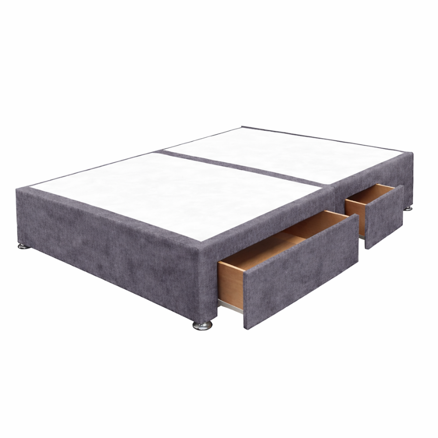 2 + 2 Divan Base in Charcoal Plush fabric