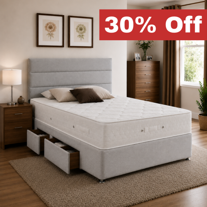 Orthopedic pocket sprung mattress with divan and headboard bundle