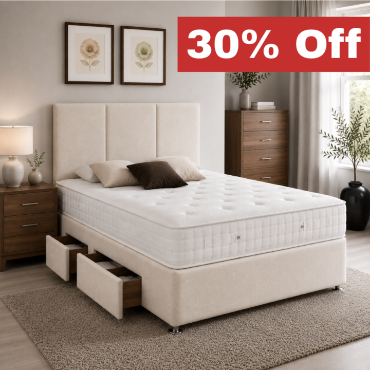 Winter/Summer Pocket sprung mattress with 2 + 2 Divan with drawers