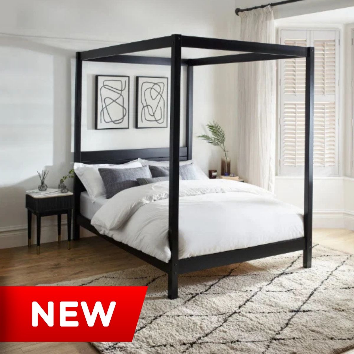Canopy Four Poster Bed in Black Roxanne four poster canopy bed in black
