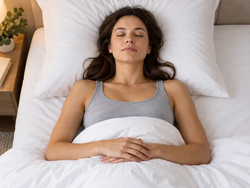 A woman sleeping on her back A woman sleeping on her back