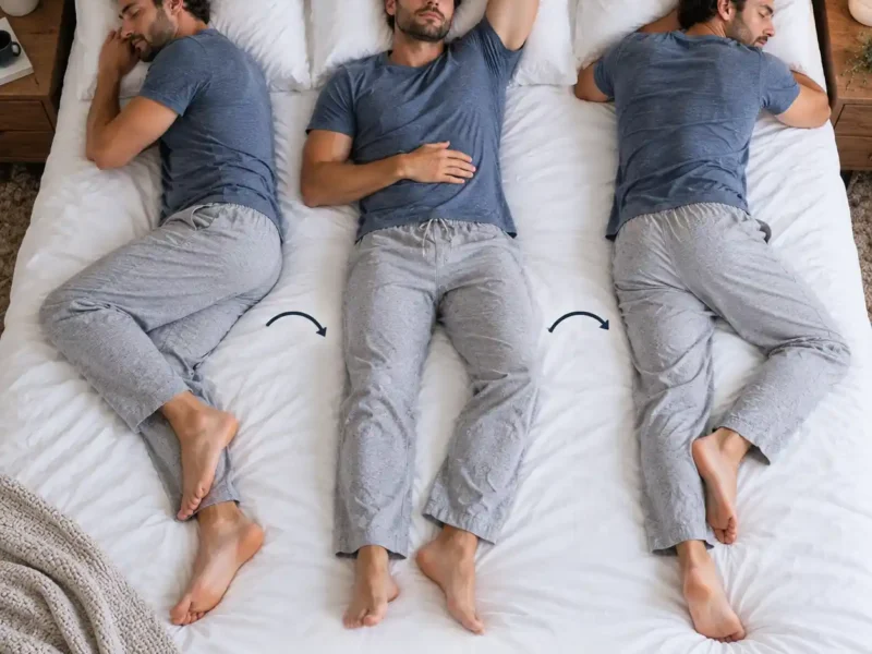Image showing different sleeping positions, side sleeping, back sleeping and front sleeping